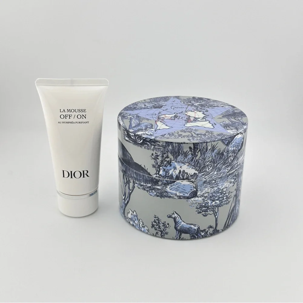 🆕 DIOR Skincare Set w/ Blue & White Vanity Jar, Reusable Toner Pads & Cleanser